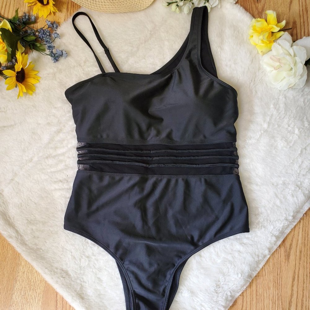 NWOT SEXY MESH WAIST ONE PIECE SWIMSUIT
